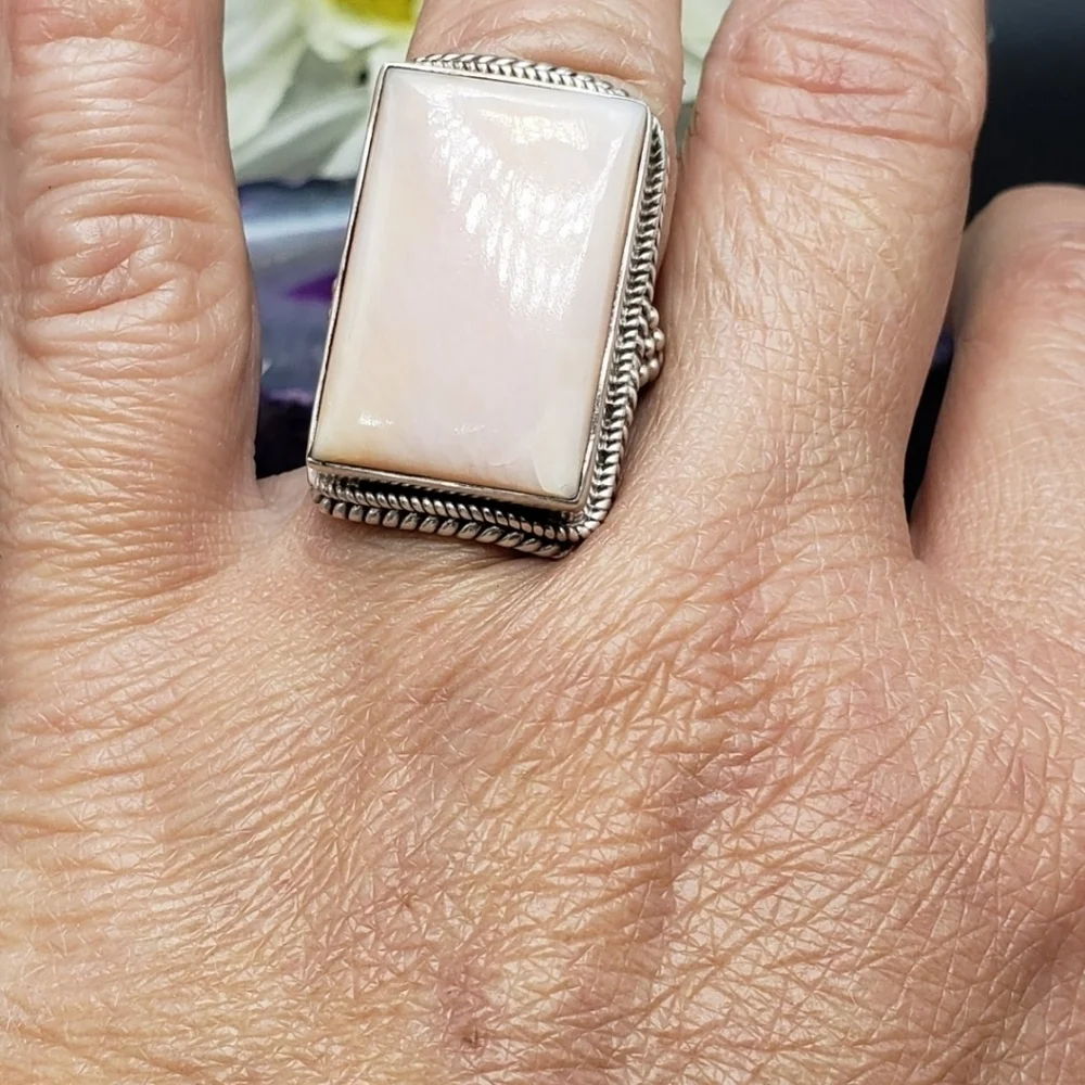 Vintage Sterling And Pink Stone Ring